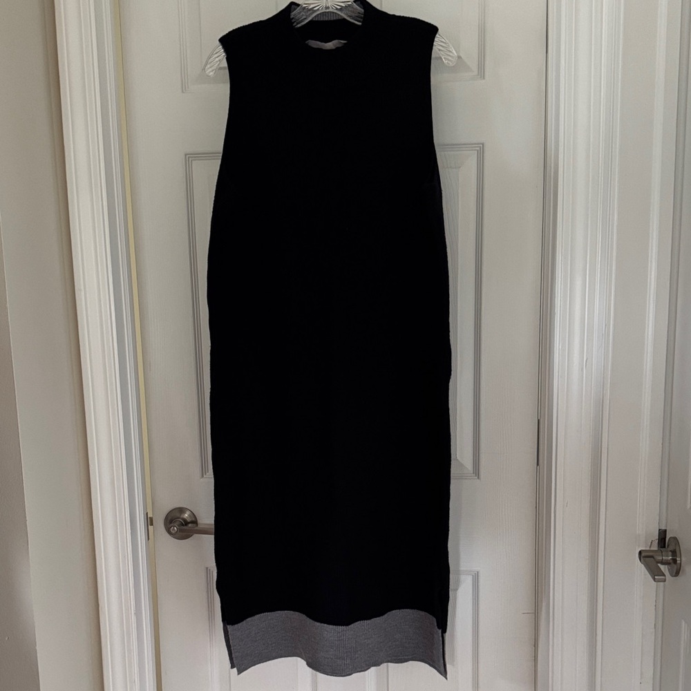 Athleta Black and Gray Merino Blend Midi Dress Size XL